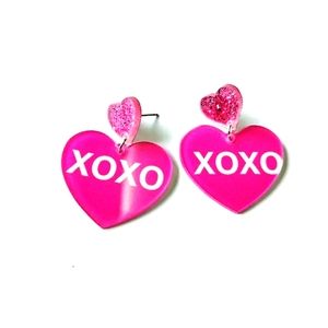 NWT XOXO Hot Pink Valentines Earrings